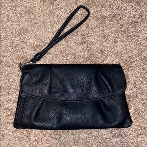 Fax leather clutch wristlet